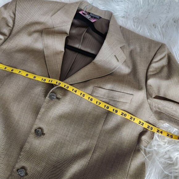 Stafford Men's Suit Jacket Size 44R Beige 100% Wool Collared 3 Button Blazer - Picture 9 of 11
